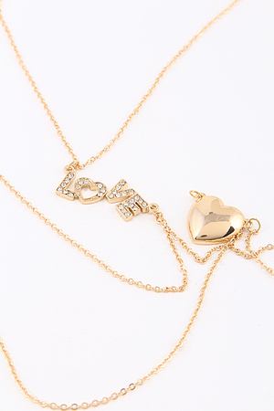 Love Heart Three Layer Pendant Necklace 5AAH3
